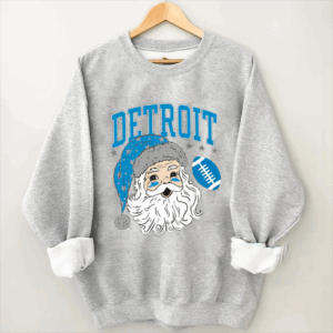 Vintage Detroit Football Christmas Santa Sweatshirt