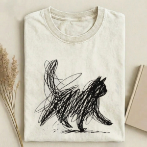 Abstract Cat Line T-shirt